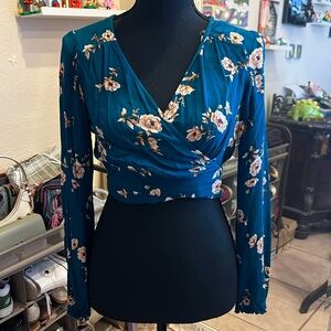 Forever21 Wrap Long Sleeve Blouse